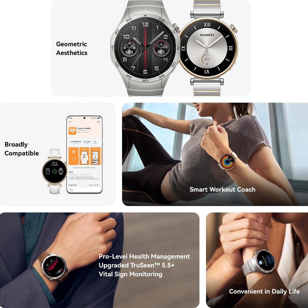 Huawei Watch GT 4 ARA-B19 (41mm - GPS) Black Stainless Steel Case With Black Fluoroelastomer Strap - Image 7