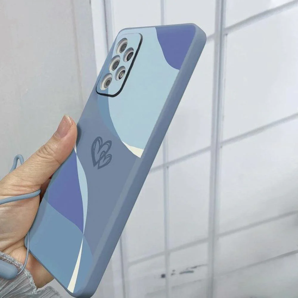 Blue Heart Pattern Phone Cover With Lanyard iPhone - Image 3