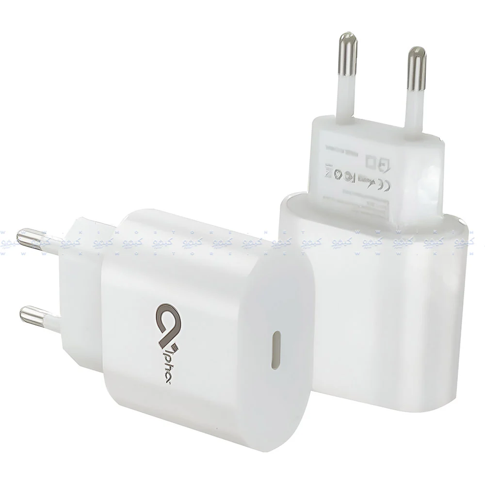 Alpha P20 Wall Charger Type-C + Type-C Cable 20W Fast Charging - White - Image 4