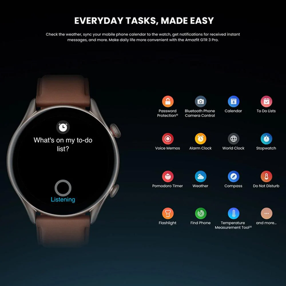 Amazfit GTR 3 Pro Smart Watch (46mm) Aluminum Case With Infinite Black Fluoroelastomer Strap - Image 18