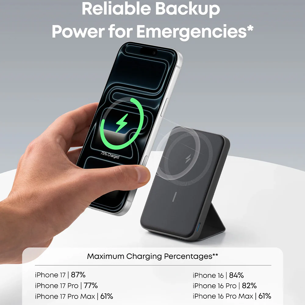 Anker 622 A1614H13 MagGo Magnetic Wireless Power Bank Type-C 12W Fast Charging 5000mAh - Black - Image 5
