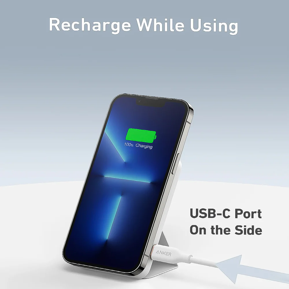 Anker 622 A1614H23 MagGo Magnetic Wireless Power Bank Type-C 12W Fast Charging 5000mAh - White - Image 3