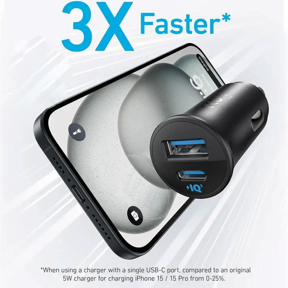 Anker A2741H11 Car Charger Type-C + USB 30W Fast Charging - Black - Image 3