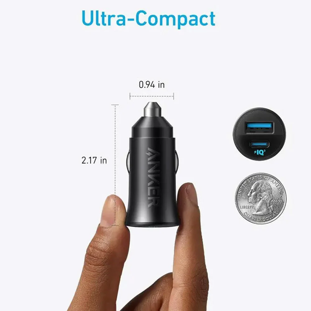 Anker A2741H11 Car Charger Type-C + USB 30W Fast Charging - Black - Image 7