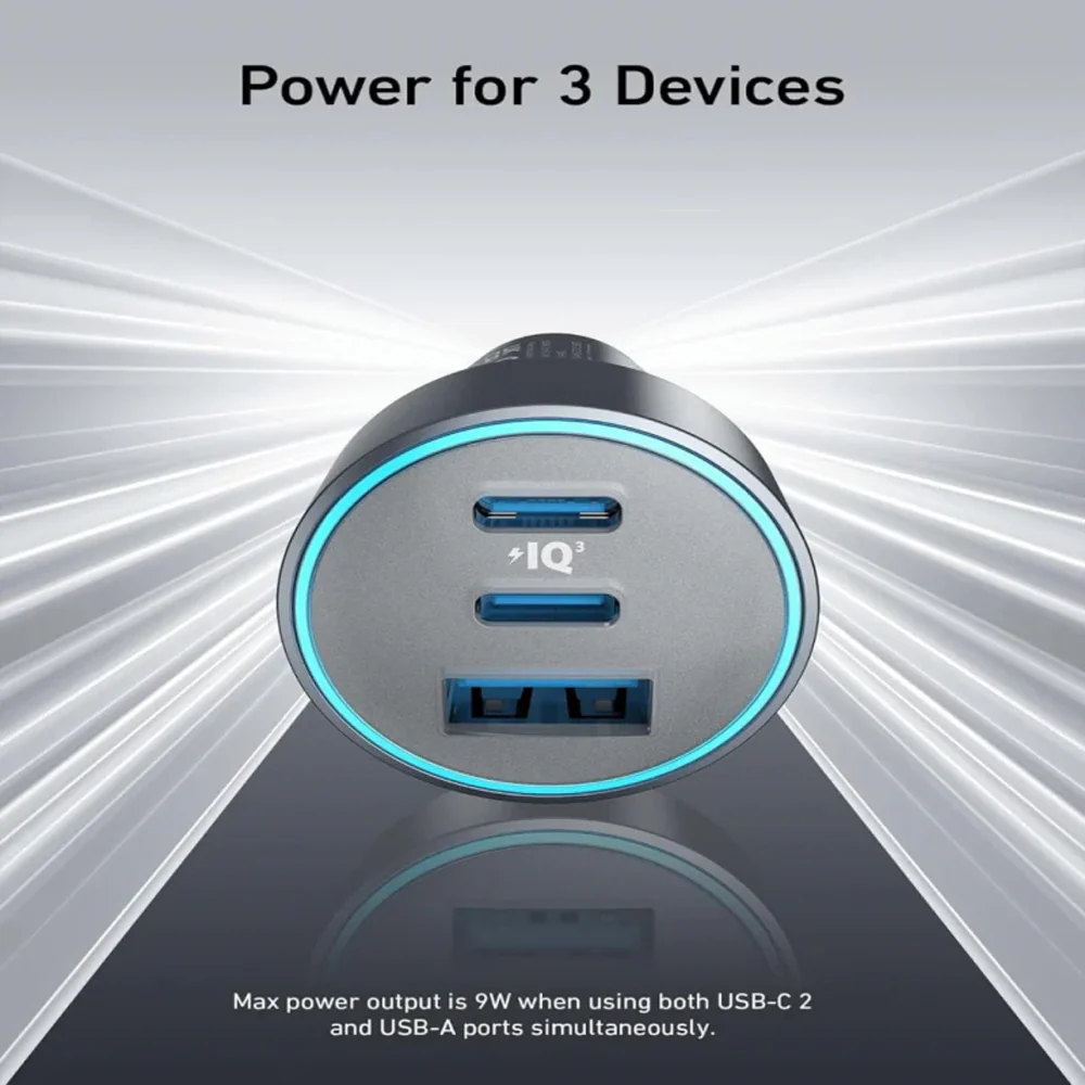 Anker Nano B2737HA1 Car Charger USB + 2x Type-C + Type-C Cable 167.5W Fast Charging - Image 4