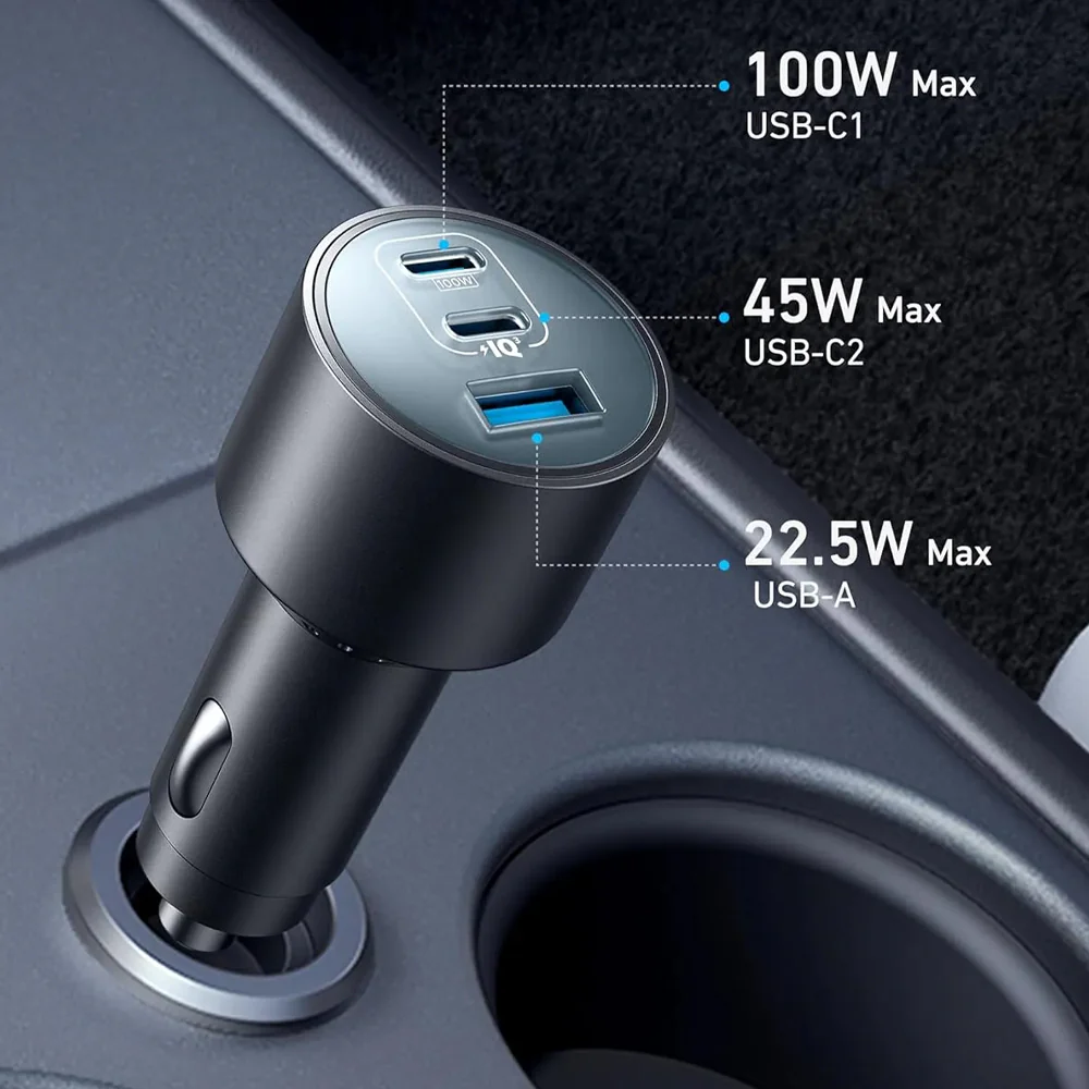 Anker Nano B2737HA1 Car Charger USB + 2x Type-C + Type-C Cable 167.5W Fast Charging - Image 5