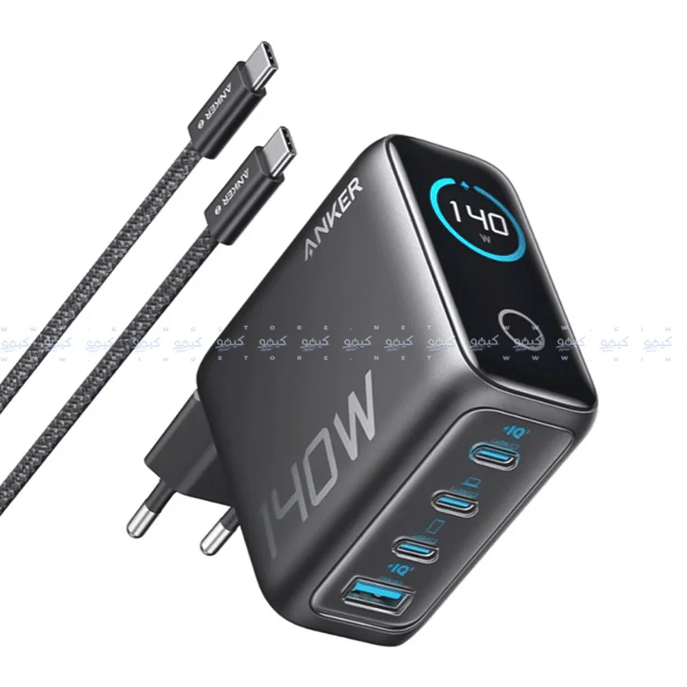 Anker B2697GZ1 Wall Charger 3x PD Type-C + USB + Type-C Cable 140W Fast Charging - Dark Gray - Image 2