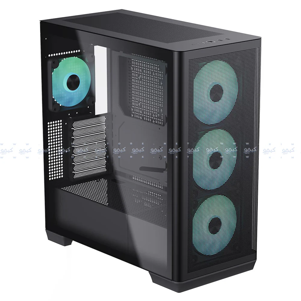 APNX C1-R-BK-V1 ARGB Gaming Mid Tower Case - Black