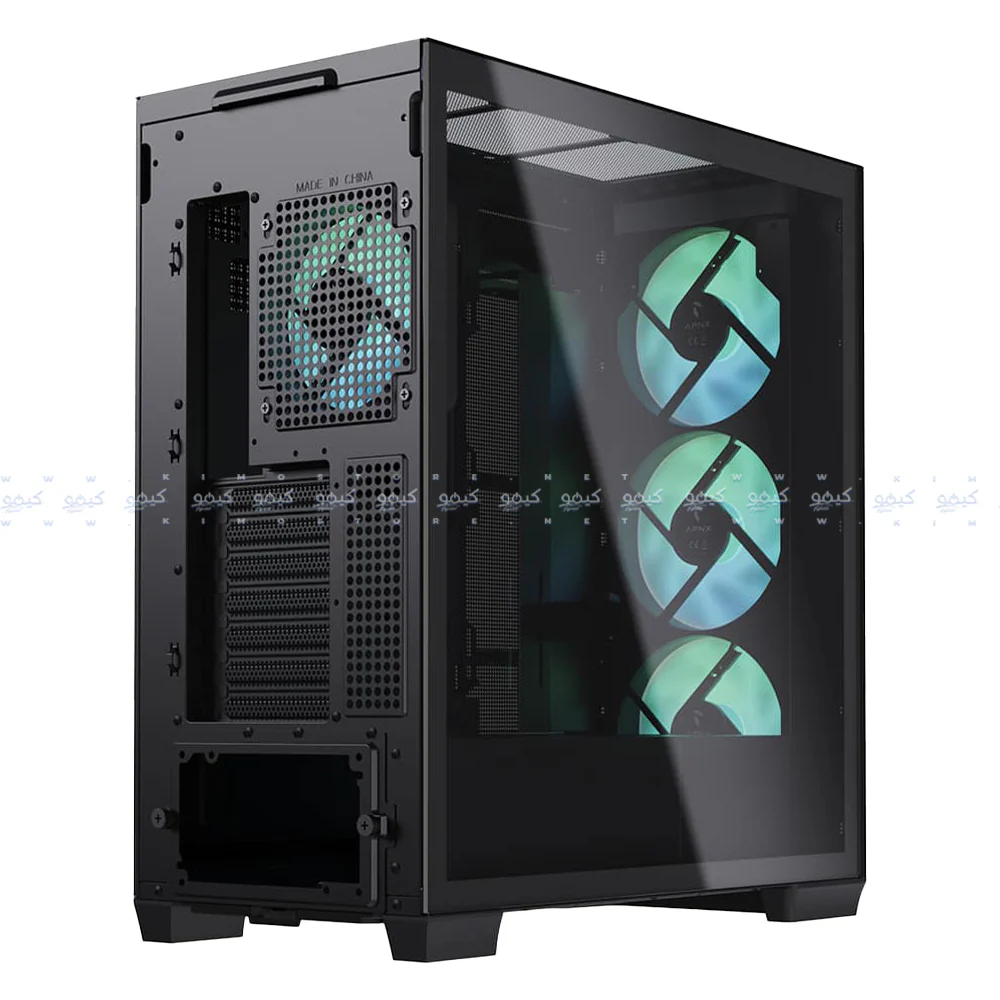 APNX C1-R-BK-V1 ARGB Gaming Mid Tower Case - Black - Image 6