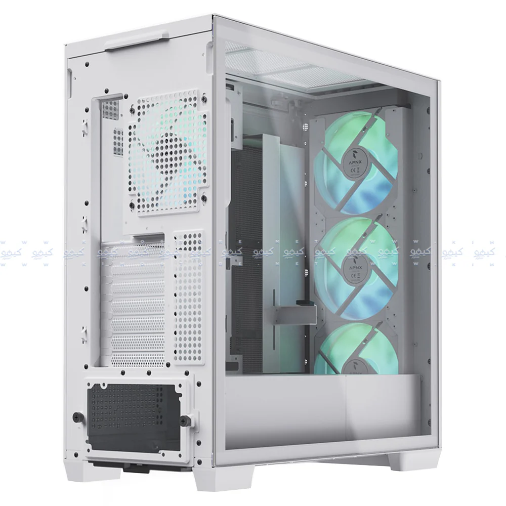 APNX C1-R-WT-V1 ARGB Gaming Mid Tower Case - White - Image 6