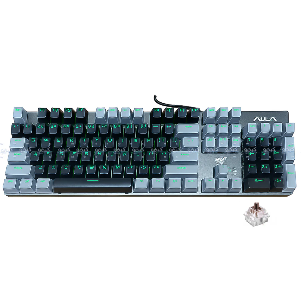 Aula Wind F2068 Pro Brown Switch Wired Rainbow Gaming Keyboard English - Black x Gray