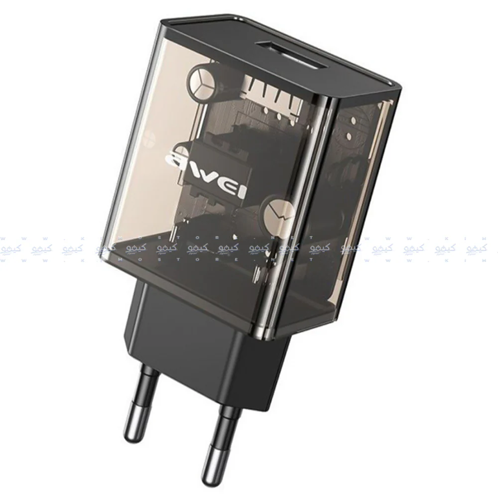 Awei C9 Wall Charger 2.4A Fast Charging - Transparent Black - Image 2