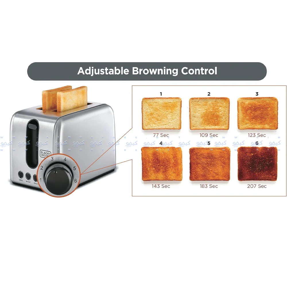 Black + Decker Toaster ET244-B5 1050W - Stainless Steel - Image 4