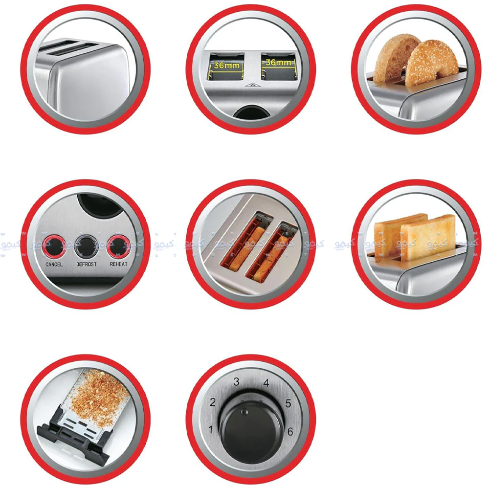 Black + Decker Toaster ET244-B5 1050W - Stainless Steel - Image 6