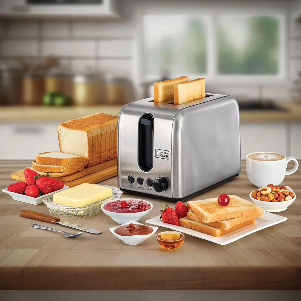Black + Decker Toaster ET244-B5 1050W - Stainless Steel - Image 8