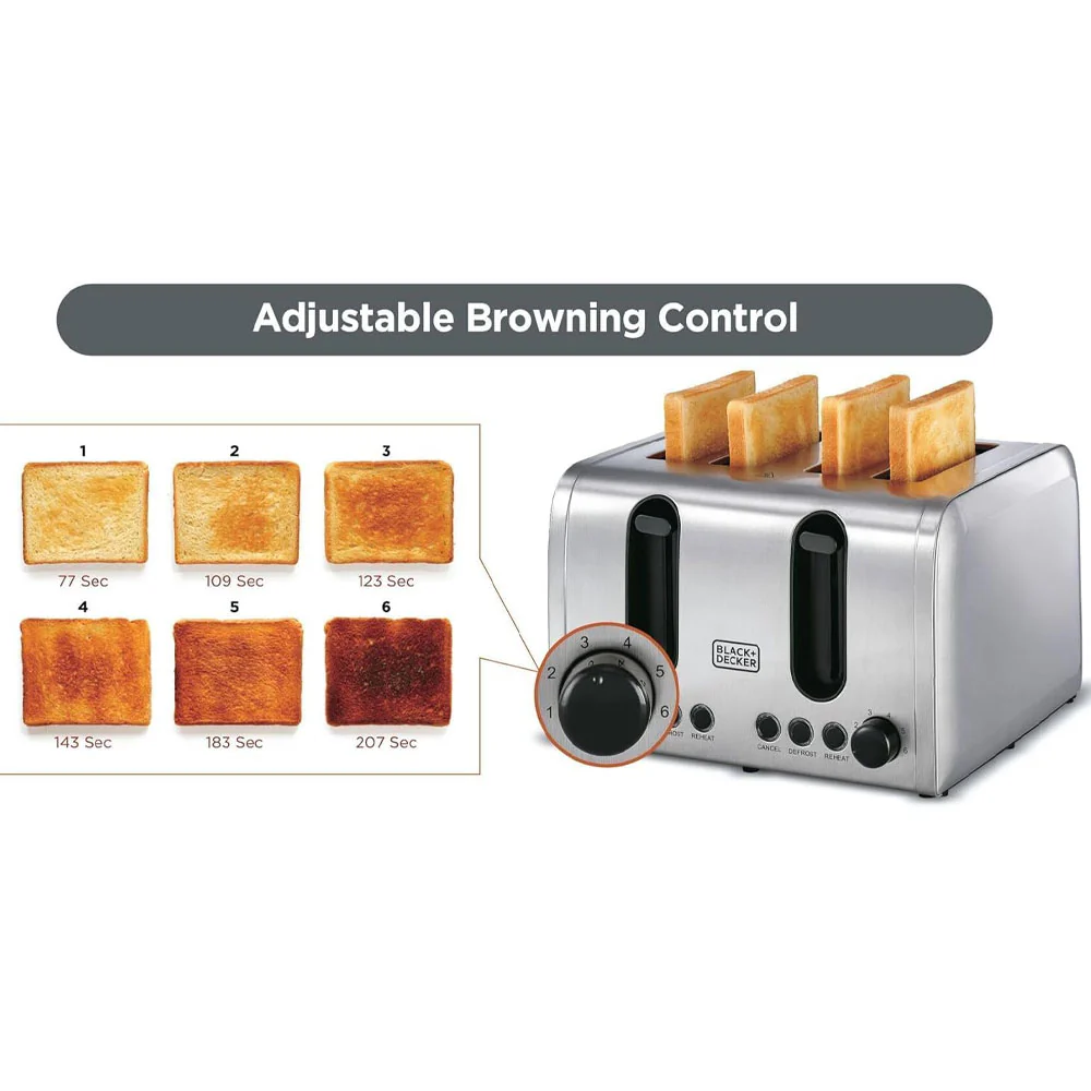 Black + Decker Toaster ET444-B5 2100W - Stainless Steel - Image 5