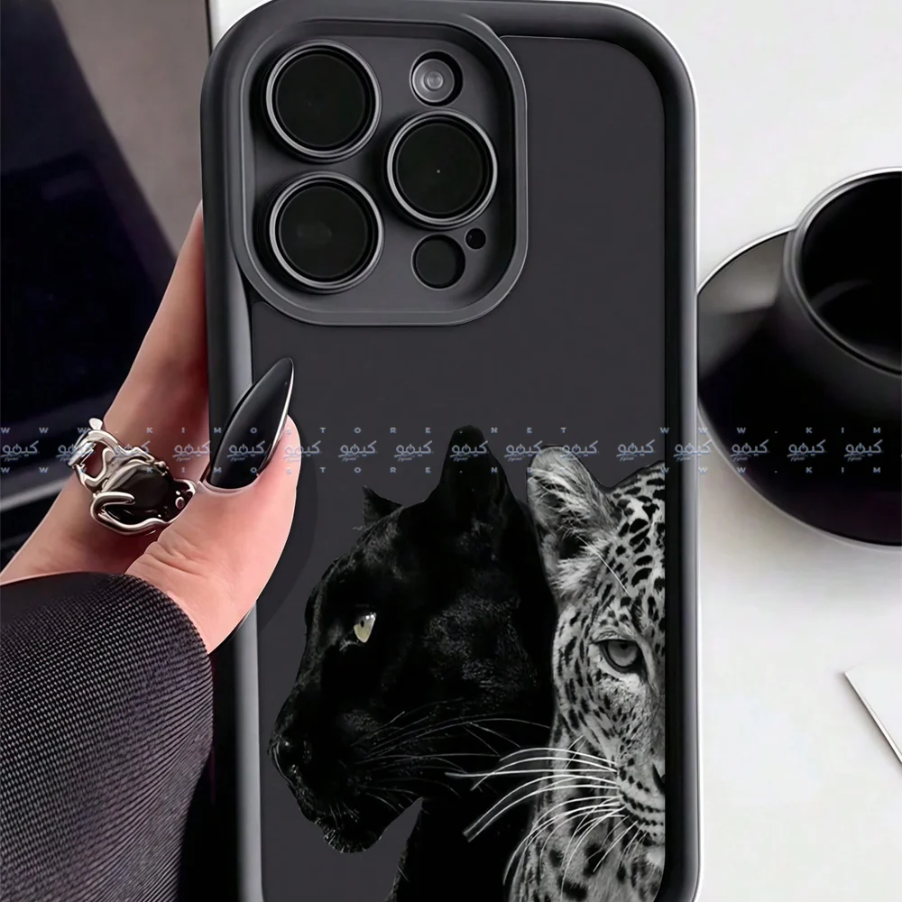 Black Fierce Double Leopard Pattern Phone Cover