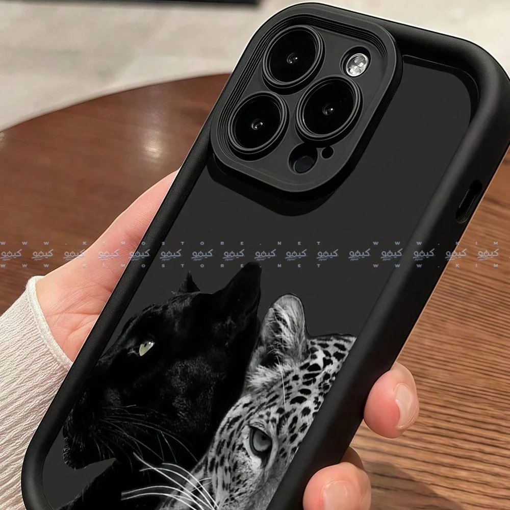 Black Fierce Double Leopard Pattern Phone Cover - Image 2