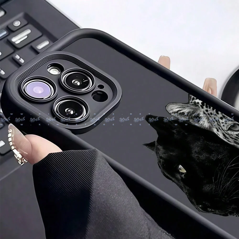 Black Fierce Double Leopard Pattern Phone Cover - Image 3