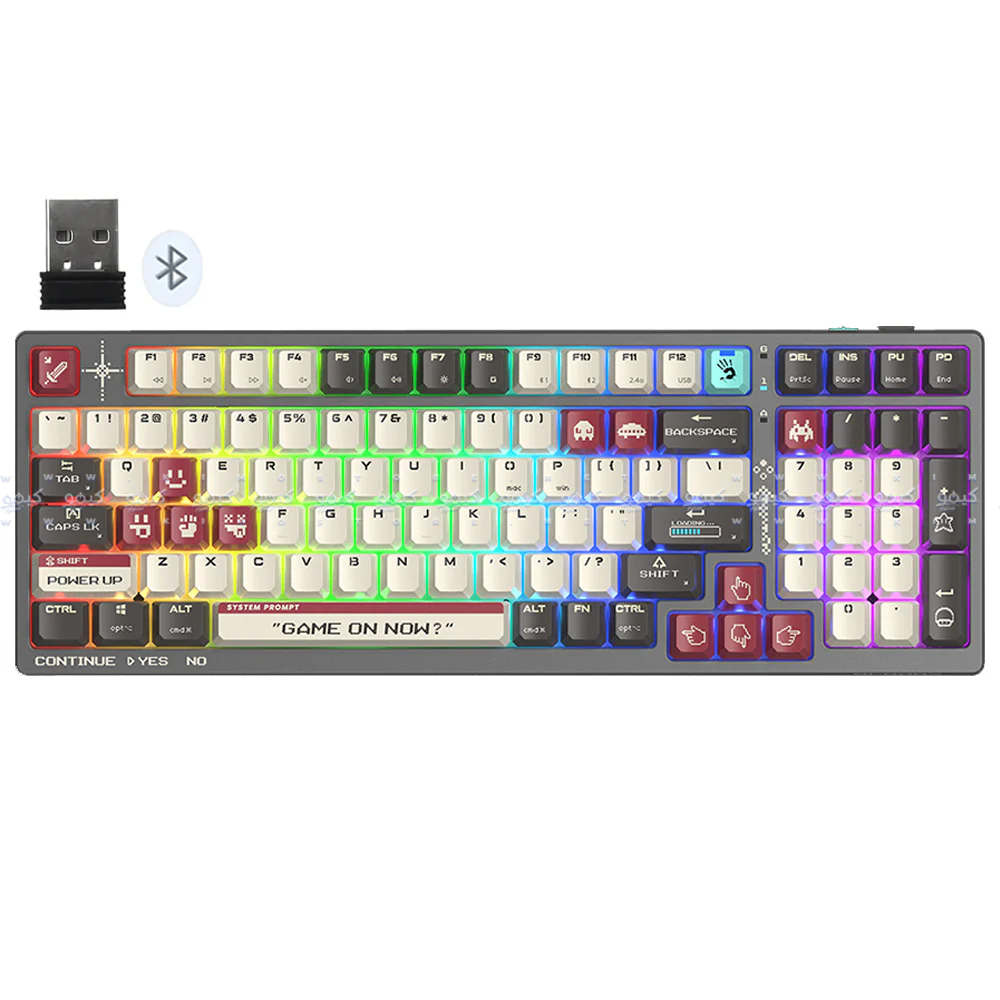 Bloody WS98 Red Plus Switch Triple Mode Bluetooth Wireless & Wired RGB Gaming Keyboard English & Arabic - Naraka