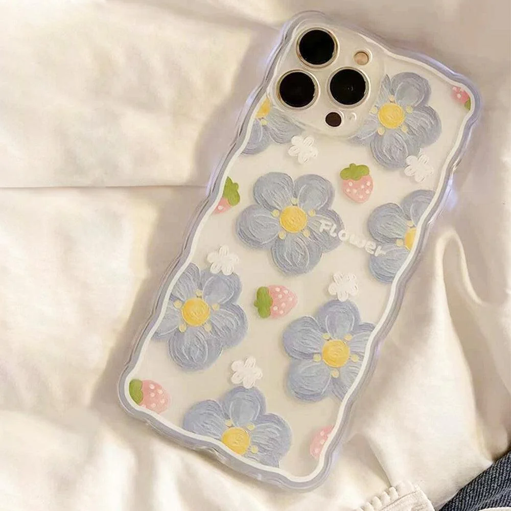 Blue Floral Clear Phone Cover iPhone - Image 3