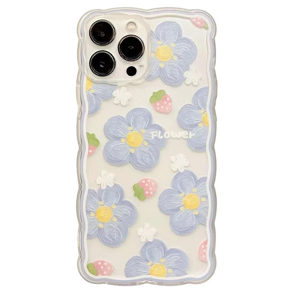Blue Floral Clear Phone Cover iPhone - Image 4