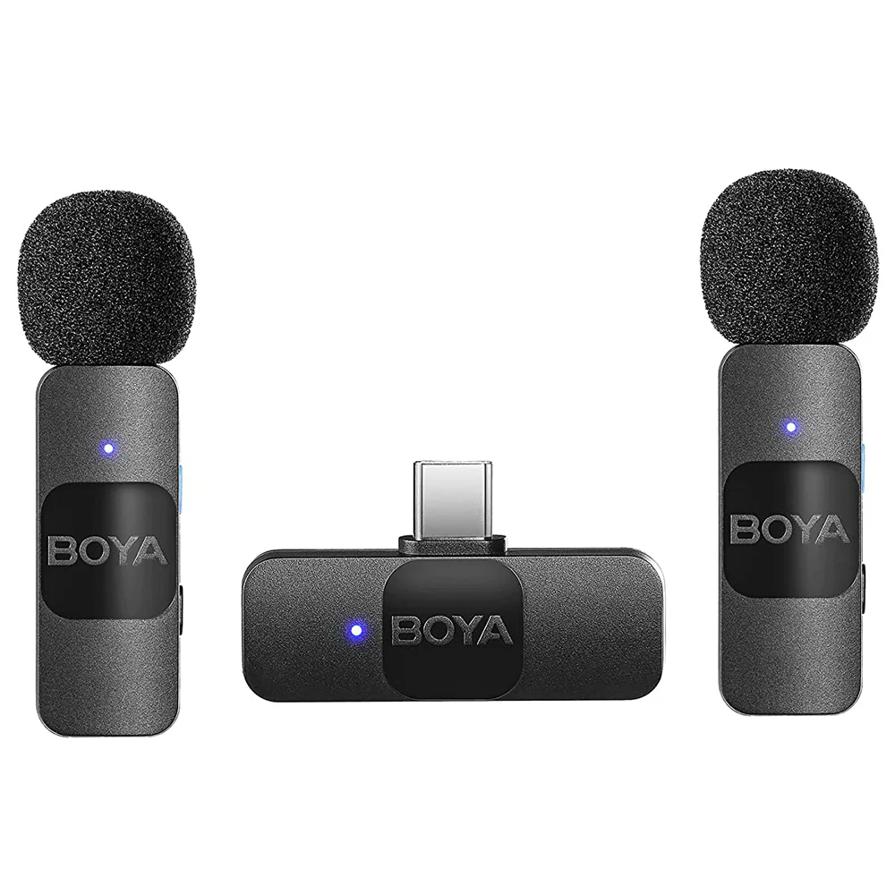 Boya BY-V20 Type-C 2.4GHz Dual Channel Wireless Microphone System - Black - Image 2