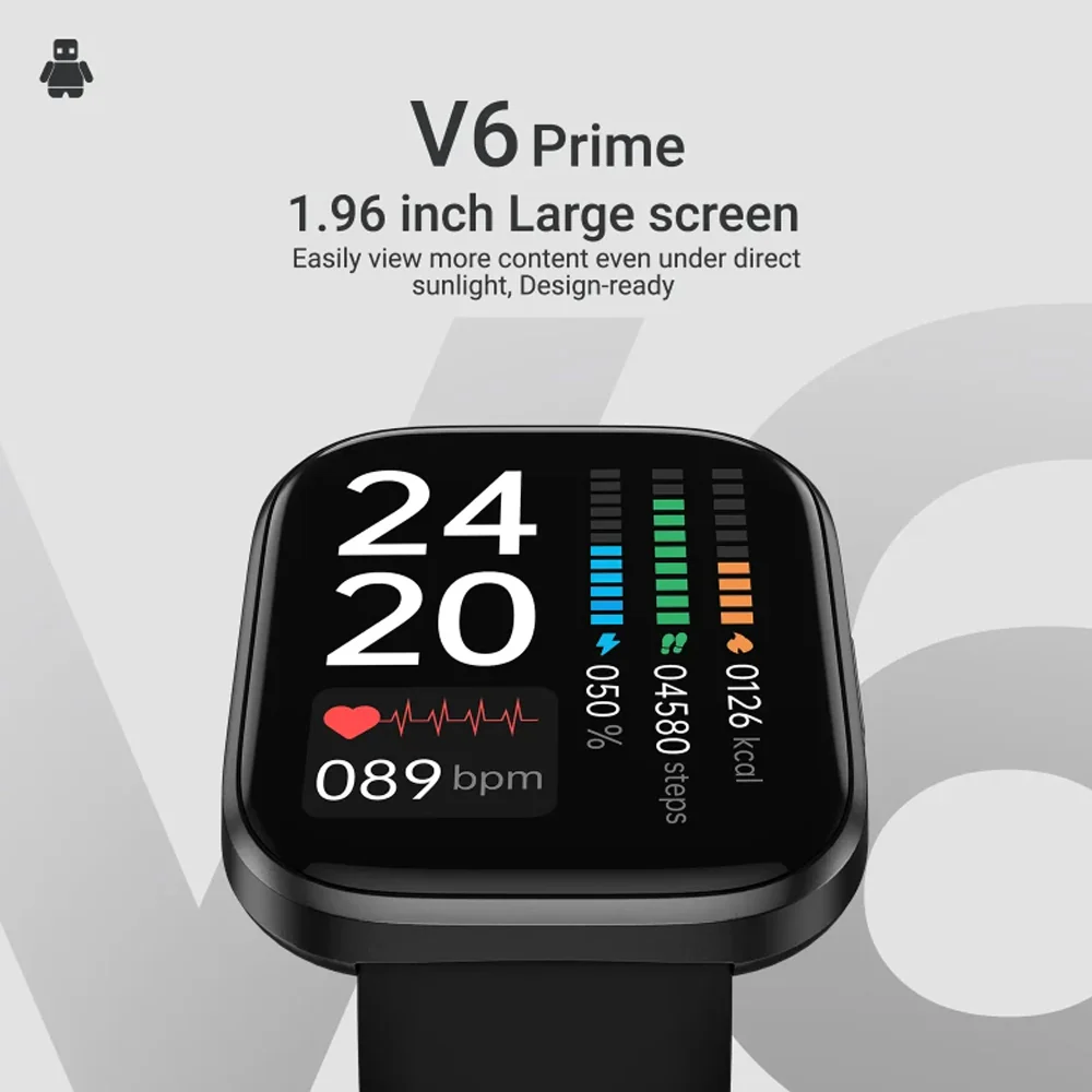 Buddy Prime V6 Smart Watch Black Case With Black Silicone Strap - Image 4