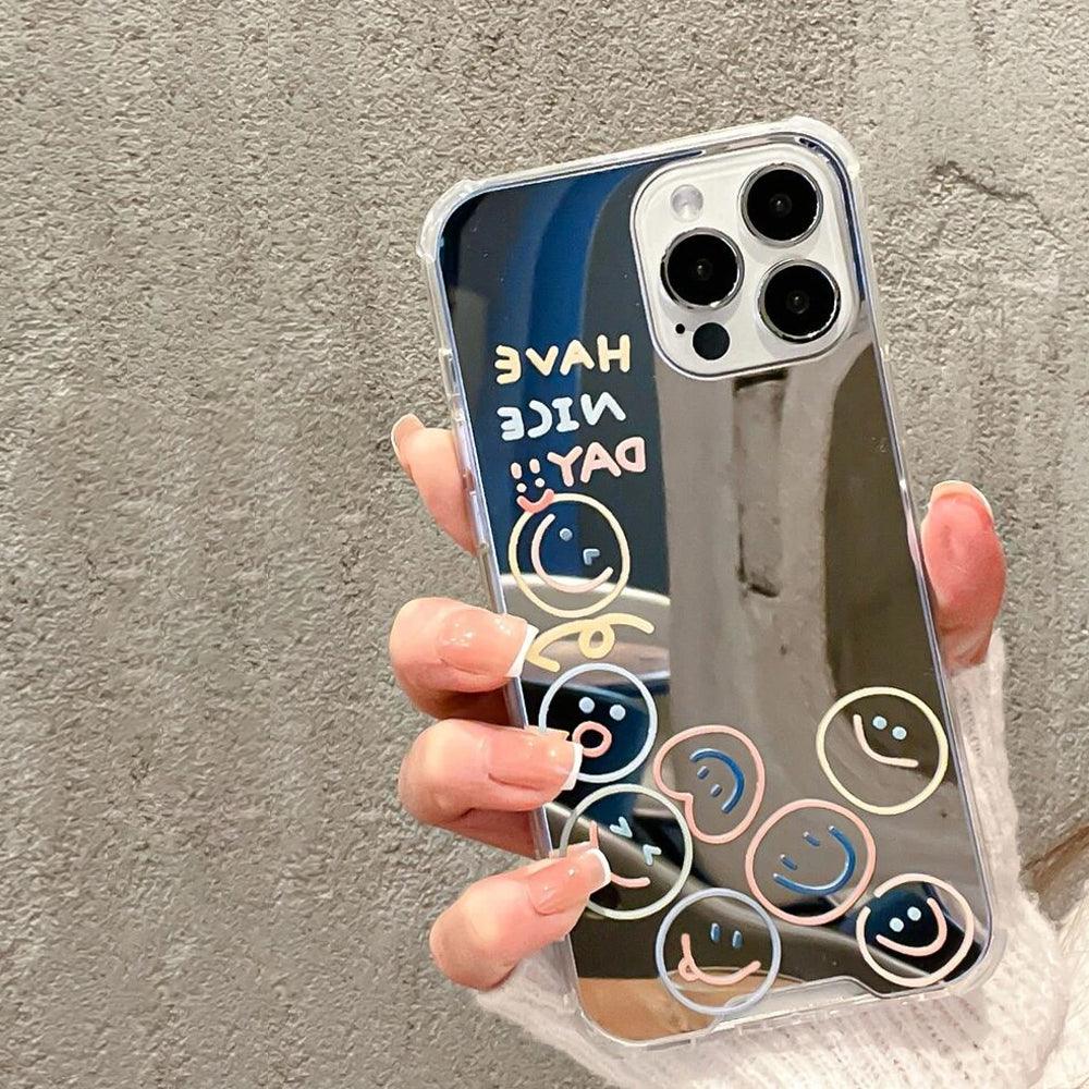 Cartoon Smile Mirror Plastic Phone Cover iPhone - Image 2