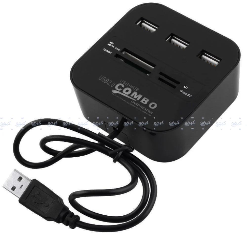 Combo 7in1 USB 2.0 HUB Converter - Black - Image 3