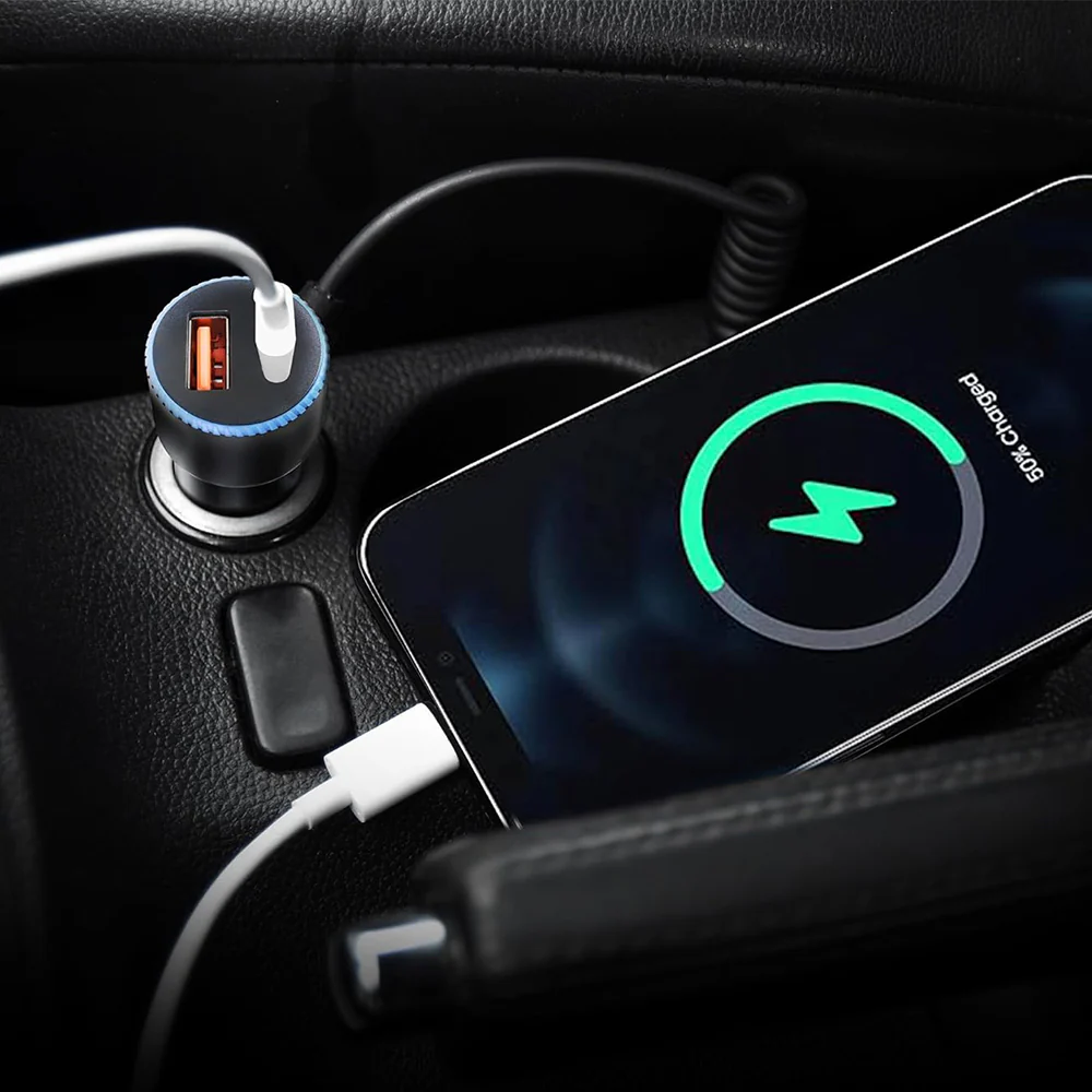 Cougar R7 Car Charger PD Type-C + QC USB 38W Fast Charging - Black - Image 3