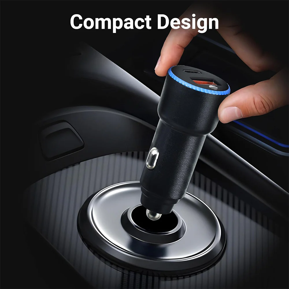 Cougar R7 Car Charger PD Type-C + QC USB 38W Fast Charging - Black - Image 4