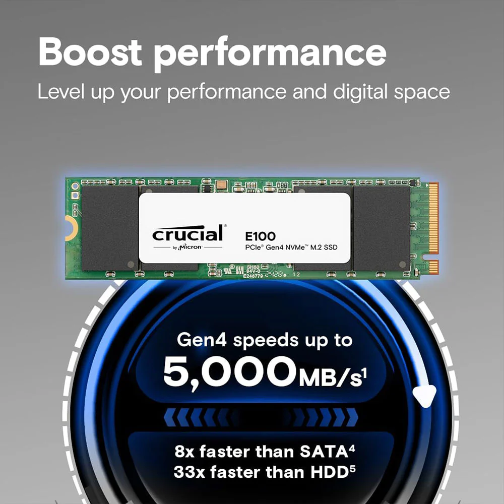 Crucial E100 1TB NVMe PCIe M.2 SSD - Image 2