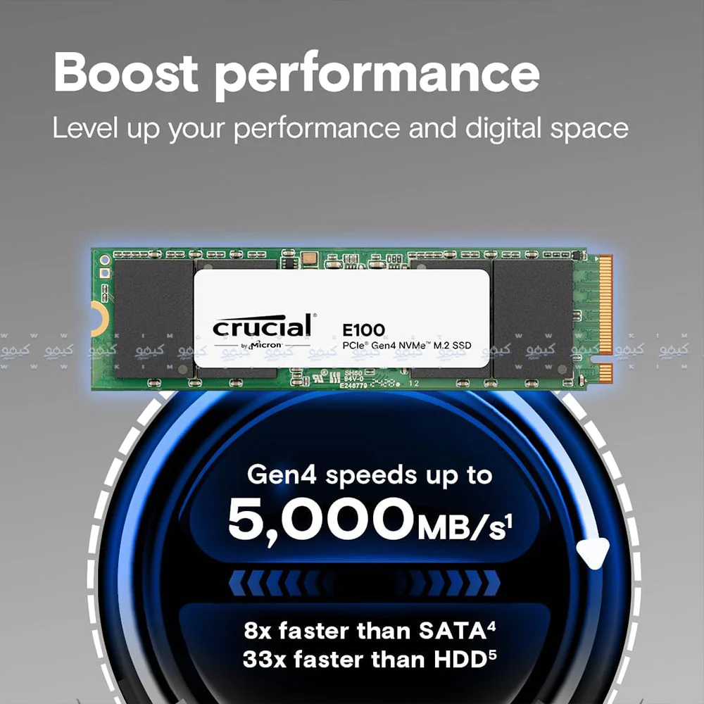 Crucial E100 2TB NVMe PCIe M.2 SSD - Image 2