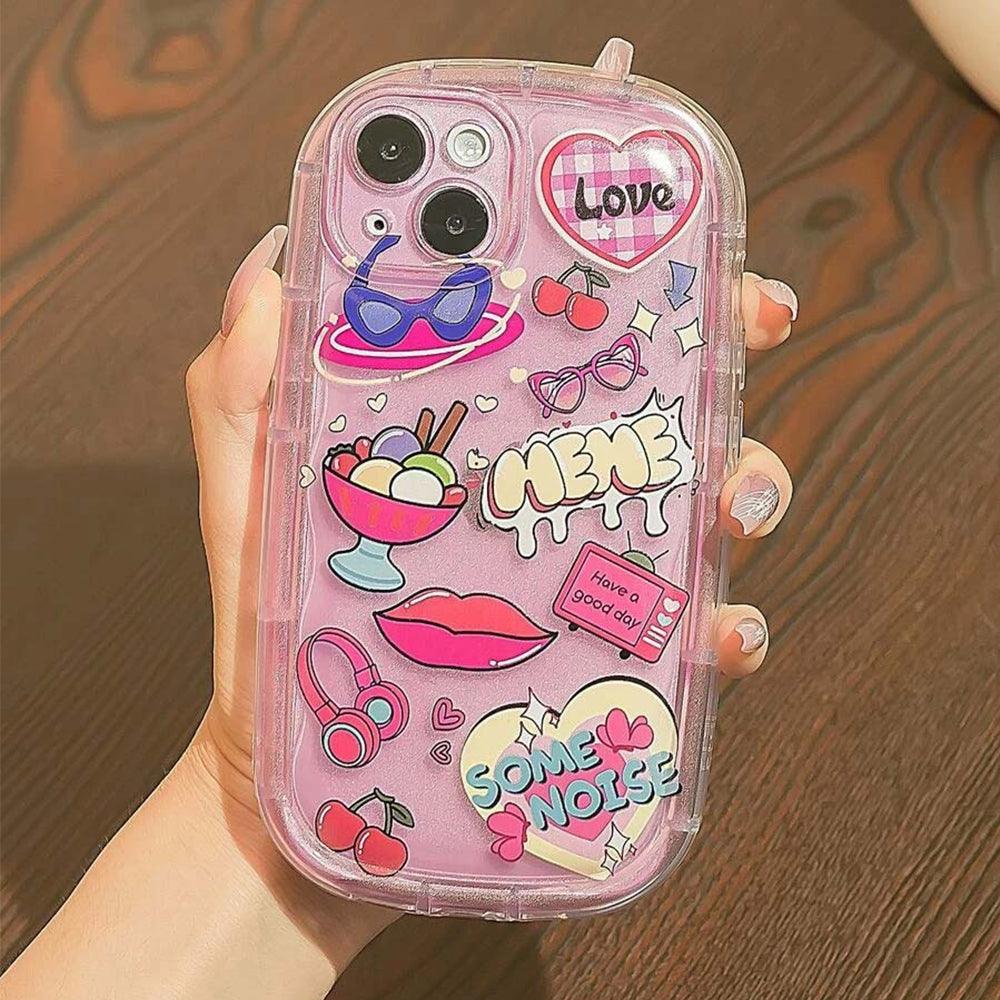 Cute Cherry Stickers Plastic Phone Cover iPhone