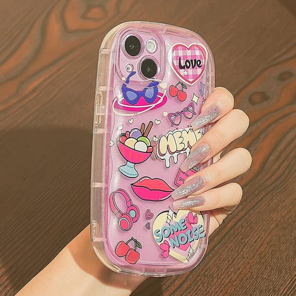 Cute Cherry Stickers Plastic Phone Cover iPhone - Image 2