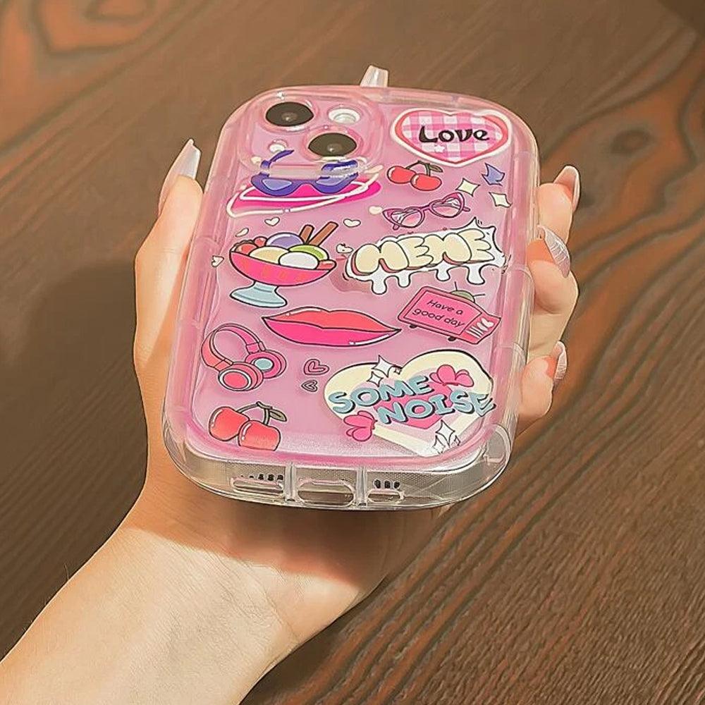 Cute Cherry Stickers Plastic Phone Cover iPhone - Image 4
