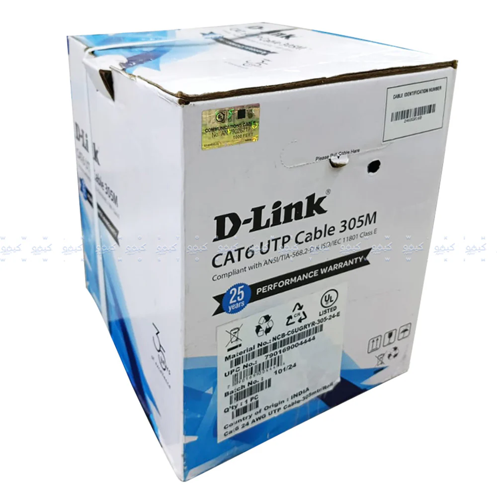 D-Link 24AWG Network Cable 305m Cat6 UTP - Gray