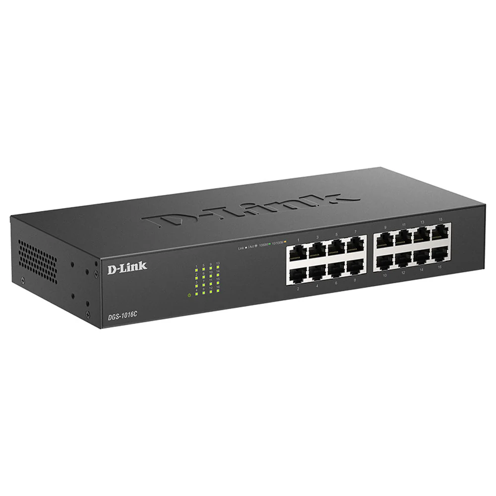 D-Link DGS-1016C Unmanaged Rackmount Switch 16 Ports 10/100/1000Mbps - Image 2