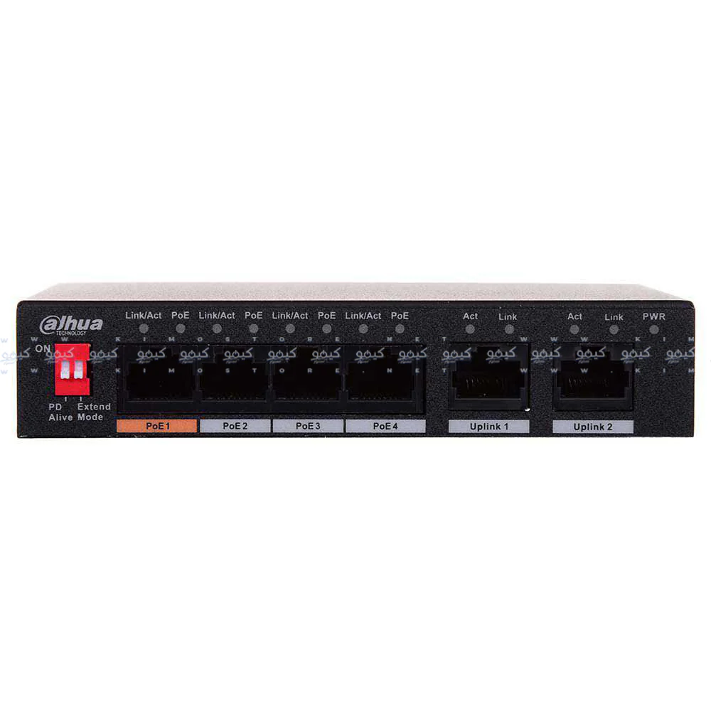 Dahua DH-PFS3006-4ET-60 Unmanaged Desktop Switch 4 Ports PoE 10/100Mbps + 2 Ports RJ45 10/100Mbps Uplink