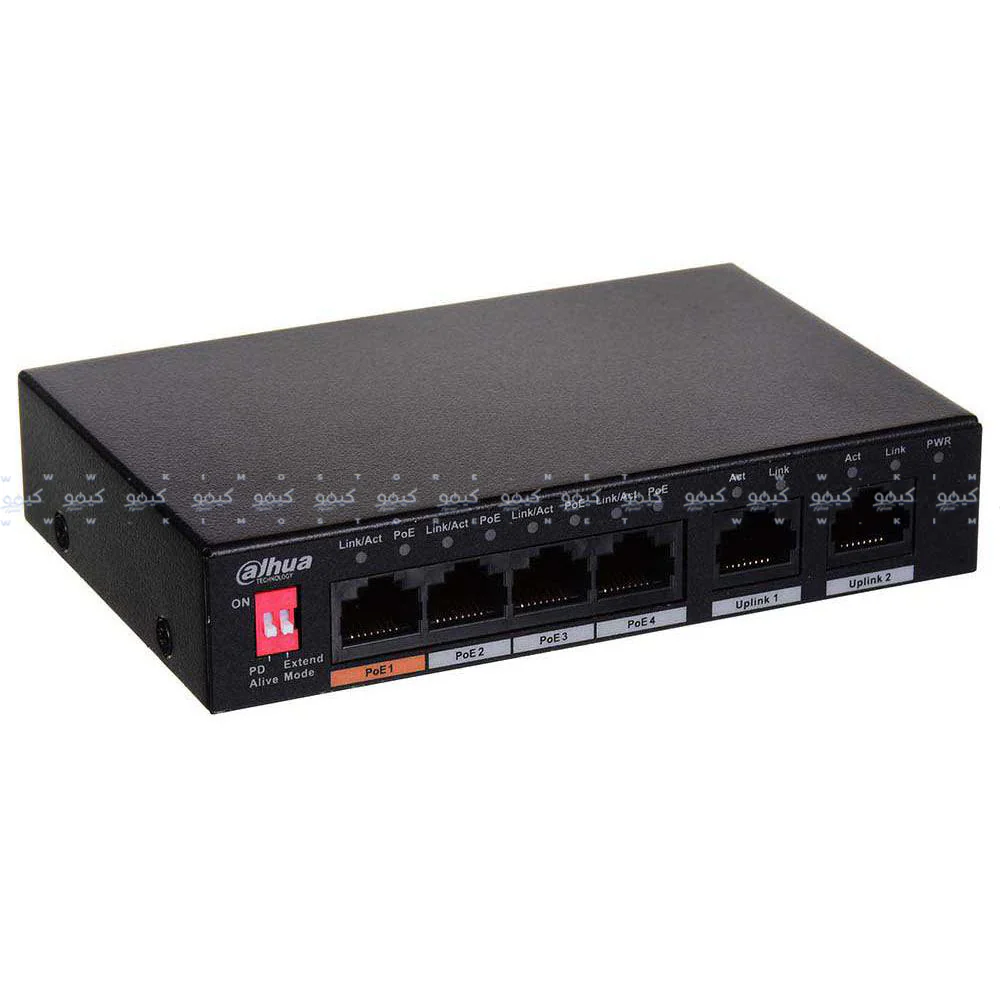 Dahua DH-PFS3006-4ET-60 Unmanaged Desktop Switch 4 Ports PoE 10/100Mbps + 2 Ports RJ45 10/100Mbps Uplink - Image 5
