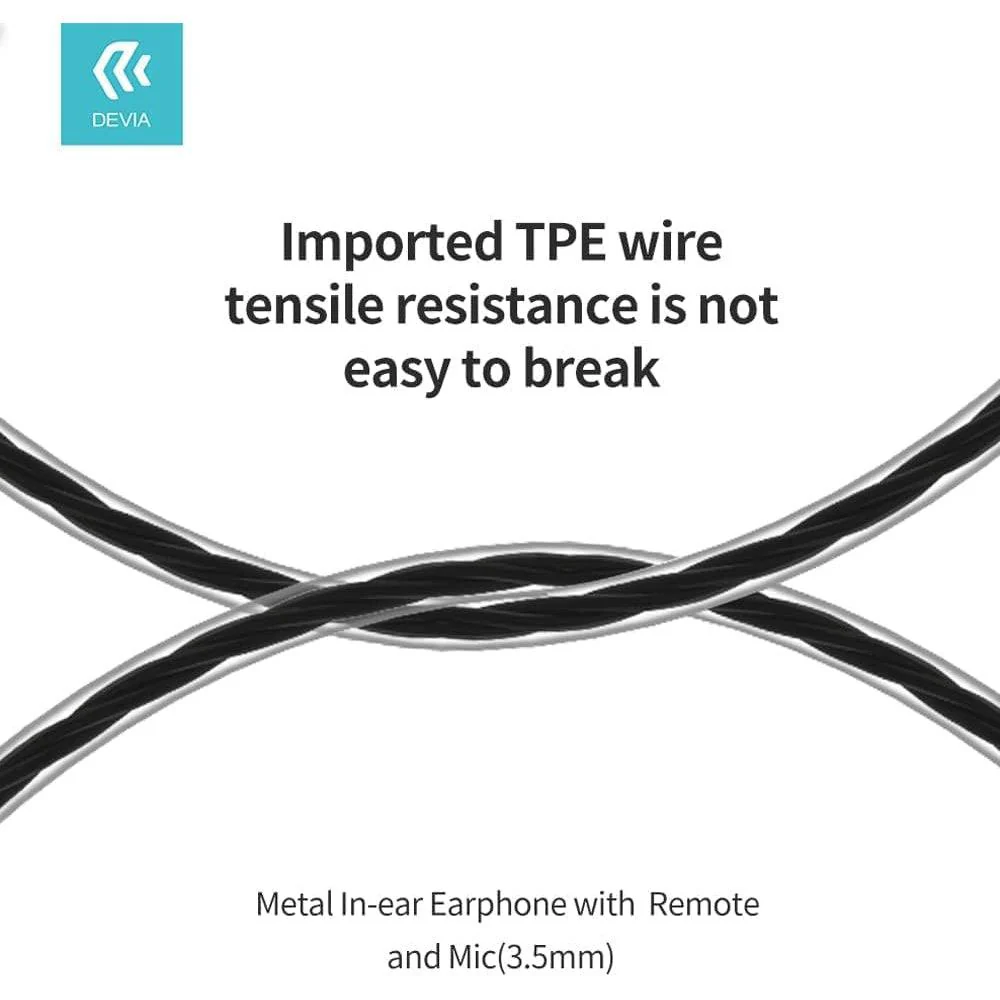 Devia EM101 Metal Remote Earphone - Black - Image 4
