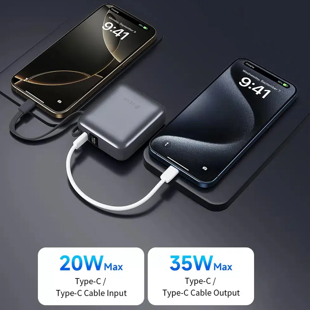 Devia Ultra 1 EP206 Power Bank Type-C 35W 10000mAh Built-in Type-C Cable - Modern Gray - Image 5