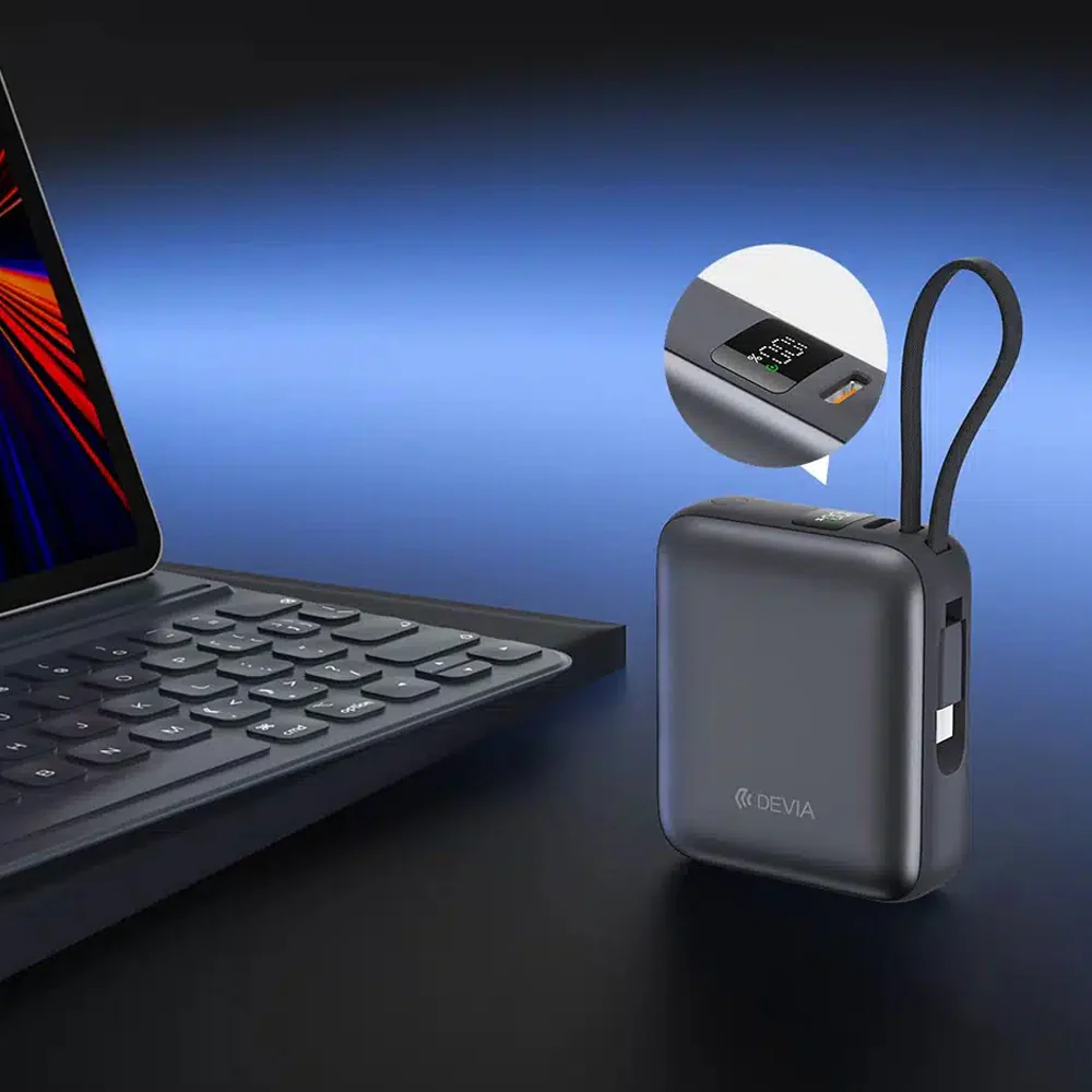 Devia Ultra 1 EP206 Power Bank Type-C 35W 10000mAh Built-in Type-C Cable - Modern Gray - Image 7