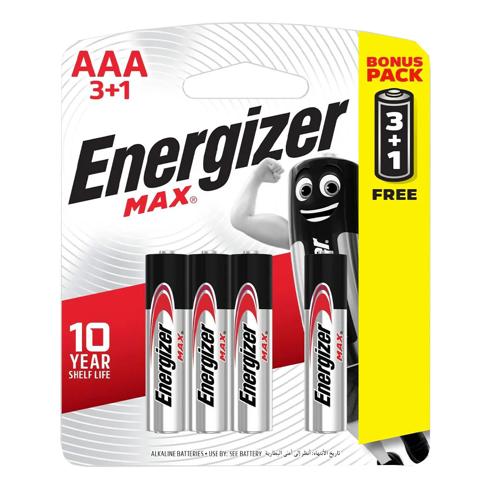 Energizer Max AAA3 Battery + 1 AAA Battery Free