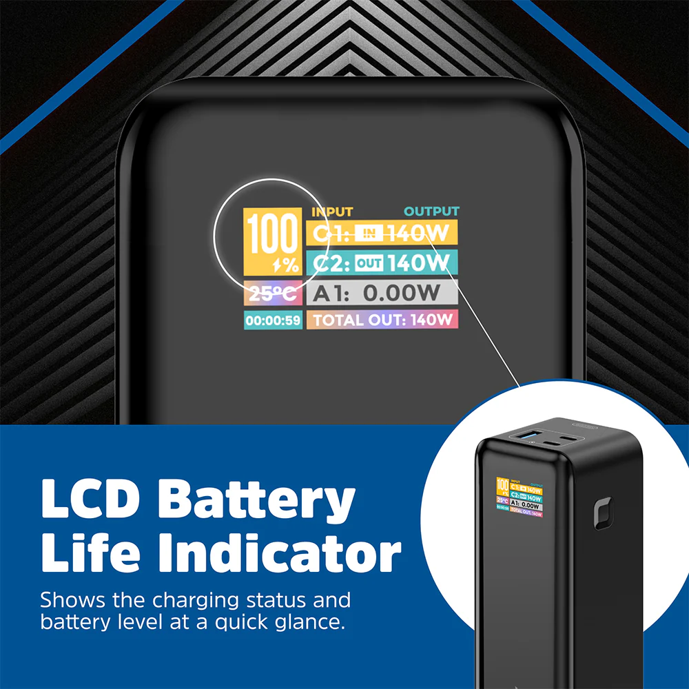 Energizer XP27000PD Power Bank USB + 2x PD Type-C 140W Fast Charging 27000mAh - Black - Image 11