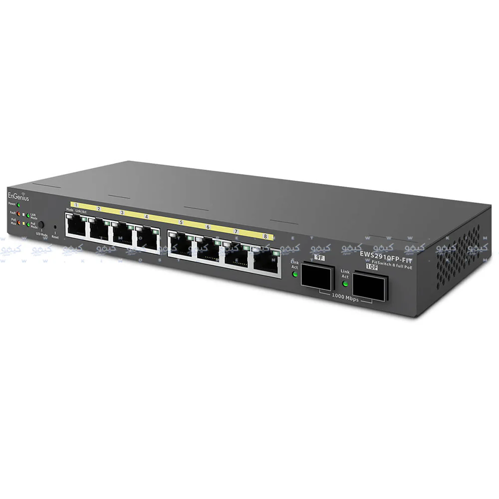 EnGenius EWS2910FP-FIT Managed Desktop Switch 8 Ports PoE+ 10/100/1000Mbps + 2 Ports SFP 10/100/1000Mbps 110W - Image 2