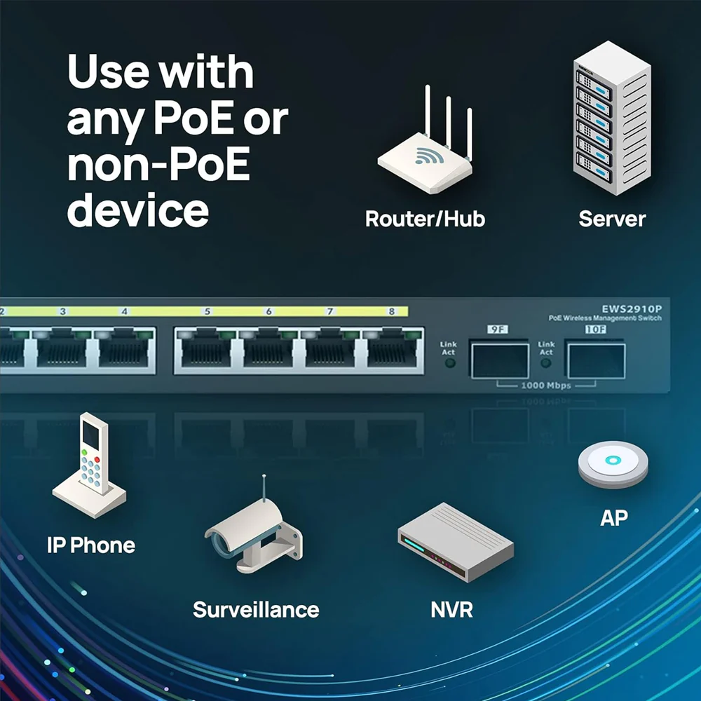 EnGenius EWS2910P Managed Desktop Switch 8 Ports PoE 10/100/1000Mbps + 2 Ports SFP 10/100/1000Mbps 61.6W - Image 6