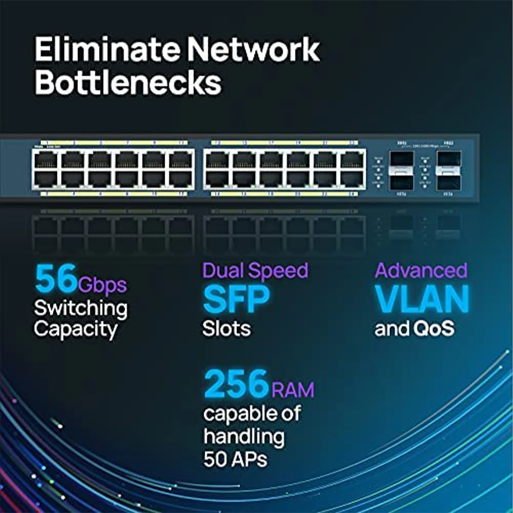EnGenius EWS7928P Managed Rackmount Switch 24 Ports PoE+ 10/100/1000Mbps + 4 Ports SFP 10/100/1000Mbps + Console Port 185W - Image 7