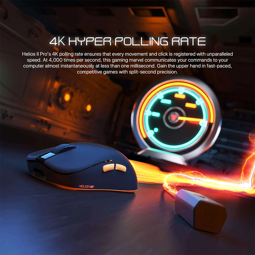 Fantech Helios II Pro XD3V3 4K Triple Mode Rechargeable Bluetooth Wireless & Wired Gaming Mouse 26000Dpi - Gray - Image 9